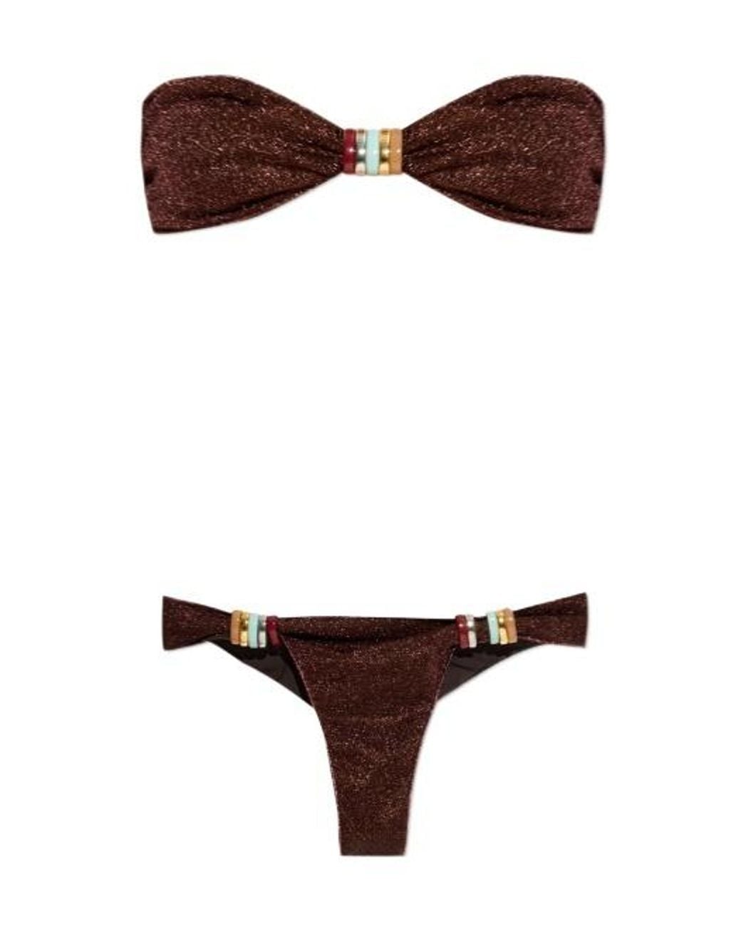 Oseree Brown Glitter Embellished Beachwear