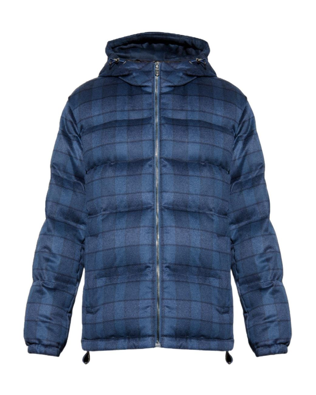 Etro Blue Check Motif Down Jacket for men