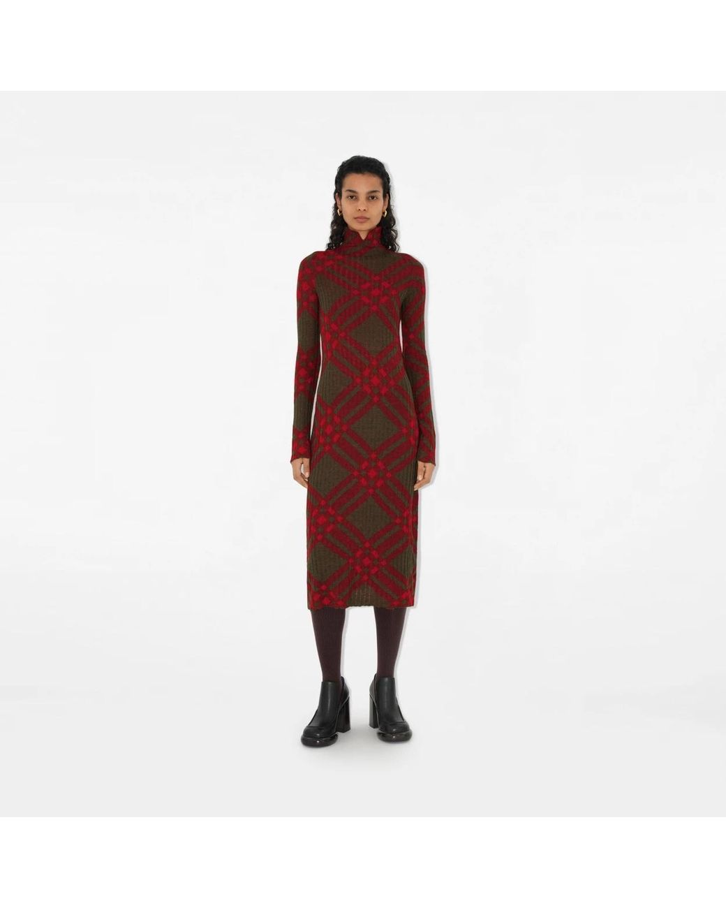 Burberry Red Checked Shift Dress