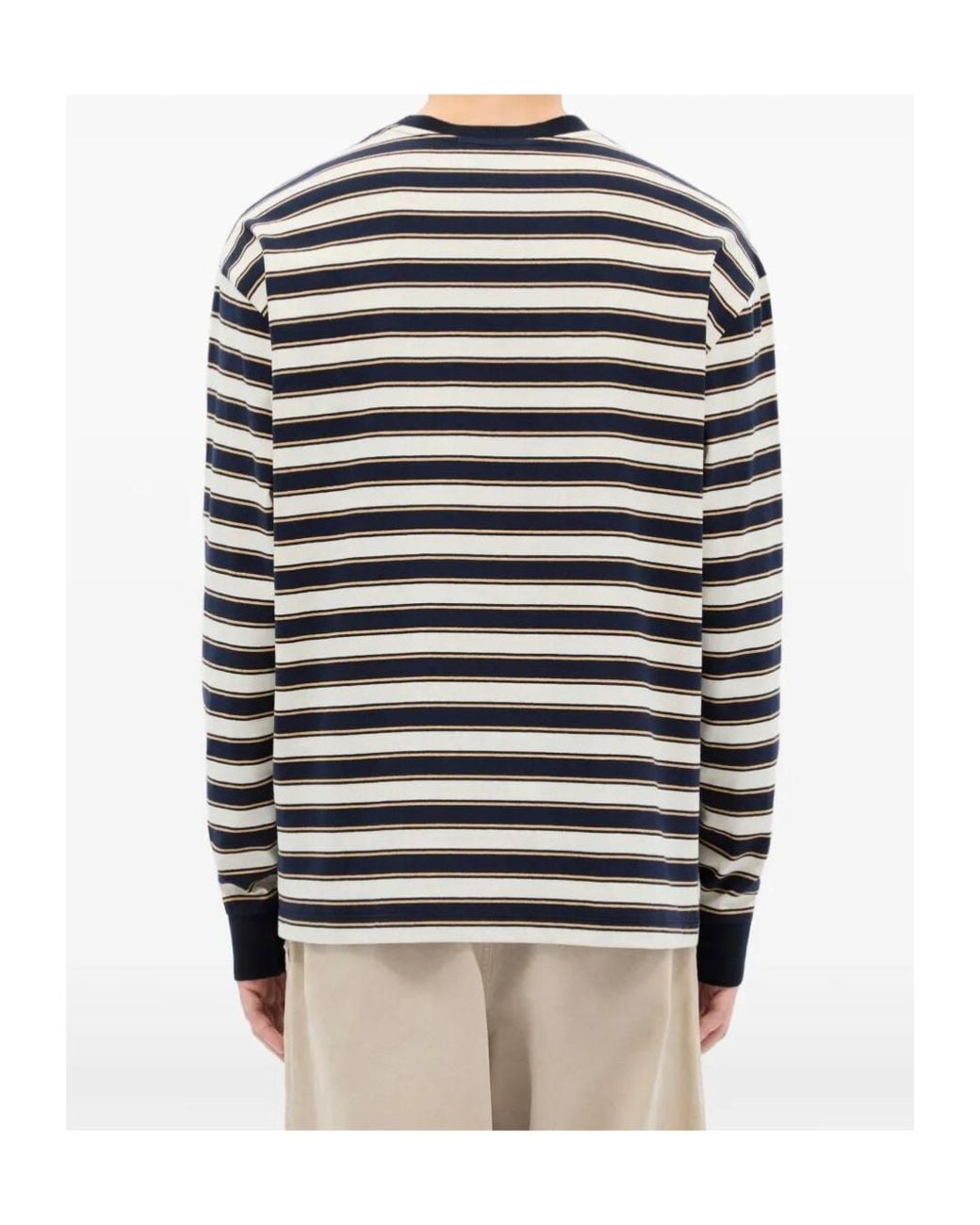 MSGM Gray Long-Sleeved Striped T-Shirt for men
