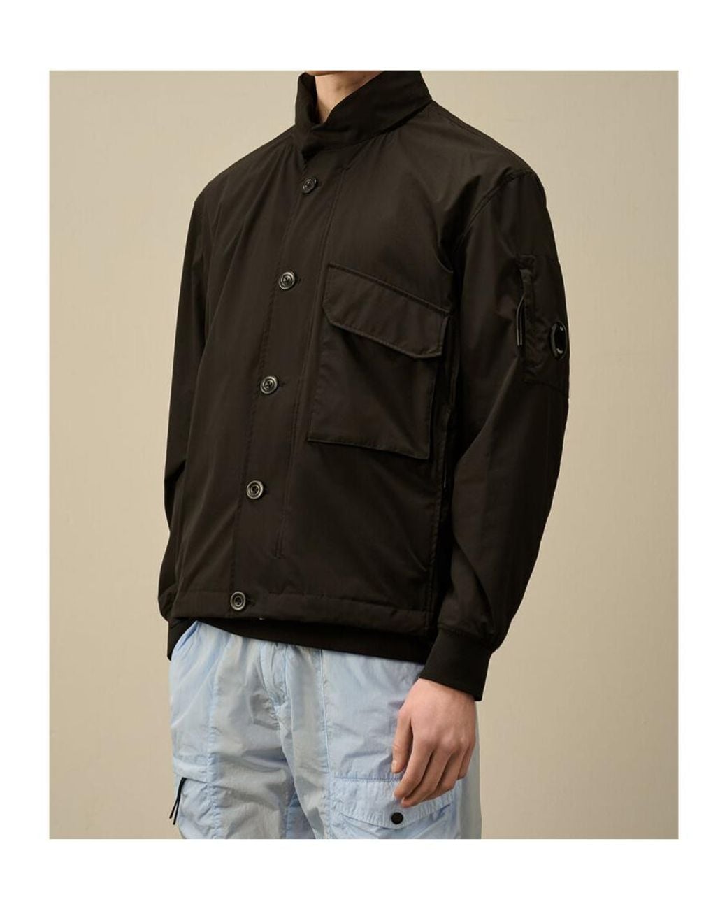 C P Company Black Logo Plaque Hooded Jacket for men