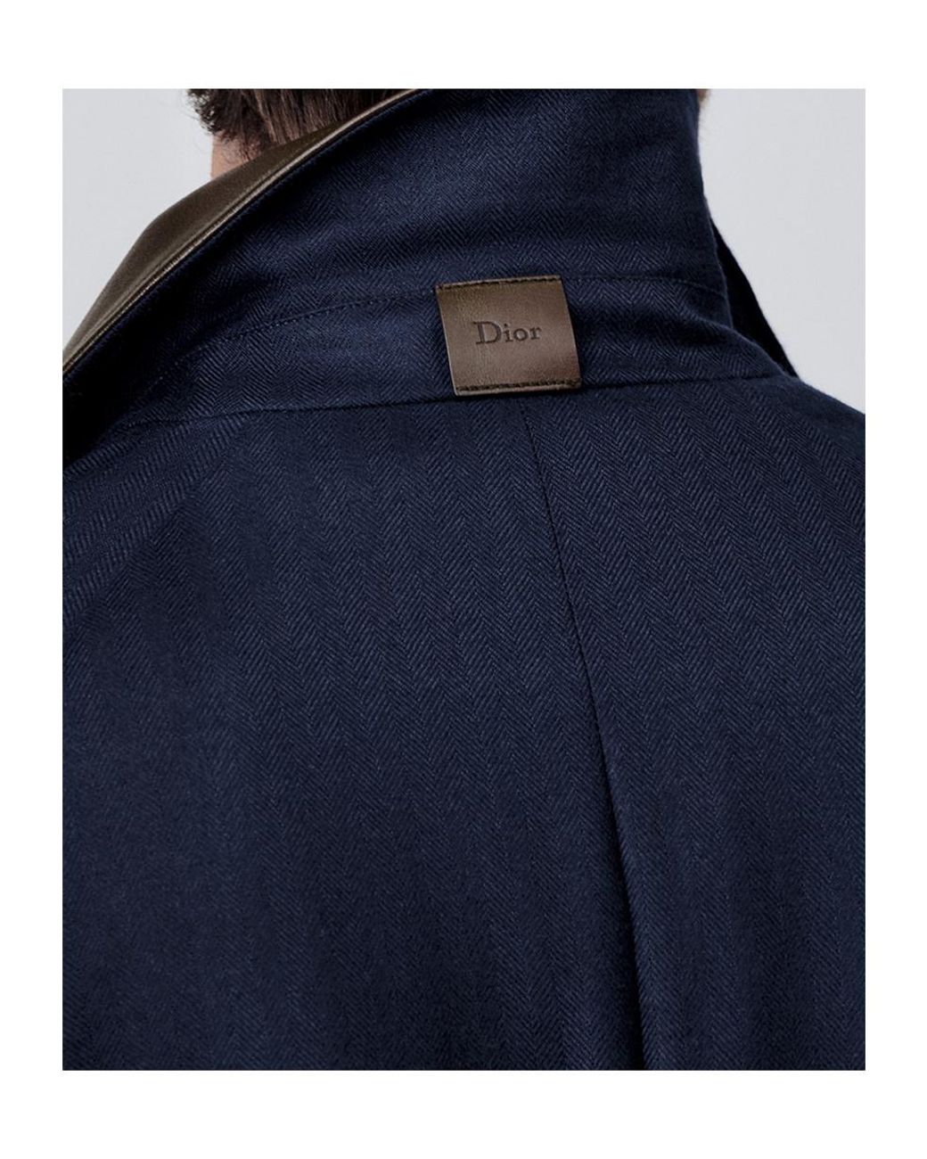 Dior Blue Icons Coat With Leather Collar for men