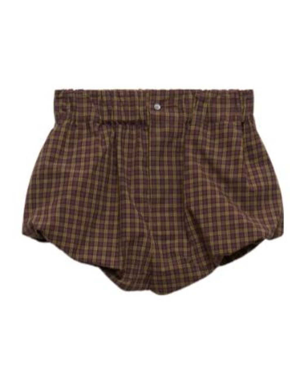 Marni Brown Checked Bubble Shorts