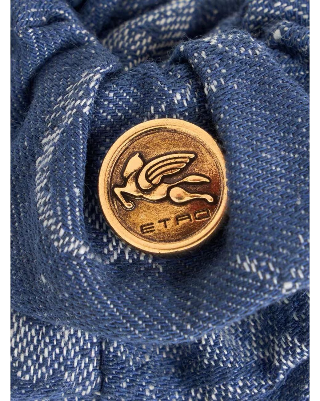 Etro Blue Textured Scrunchie Hair Tie
