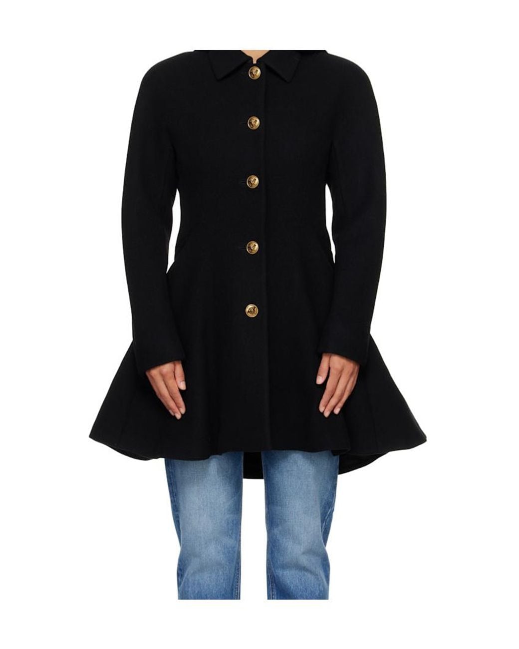 Versace Black Button-Up Long Coat