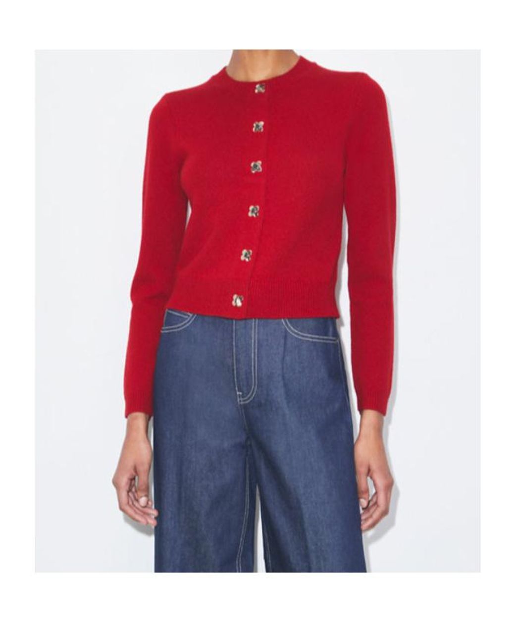 Tory Burch Red Cashmere Button Cardigan