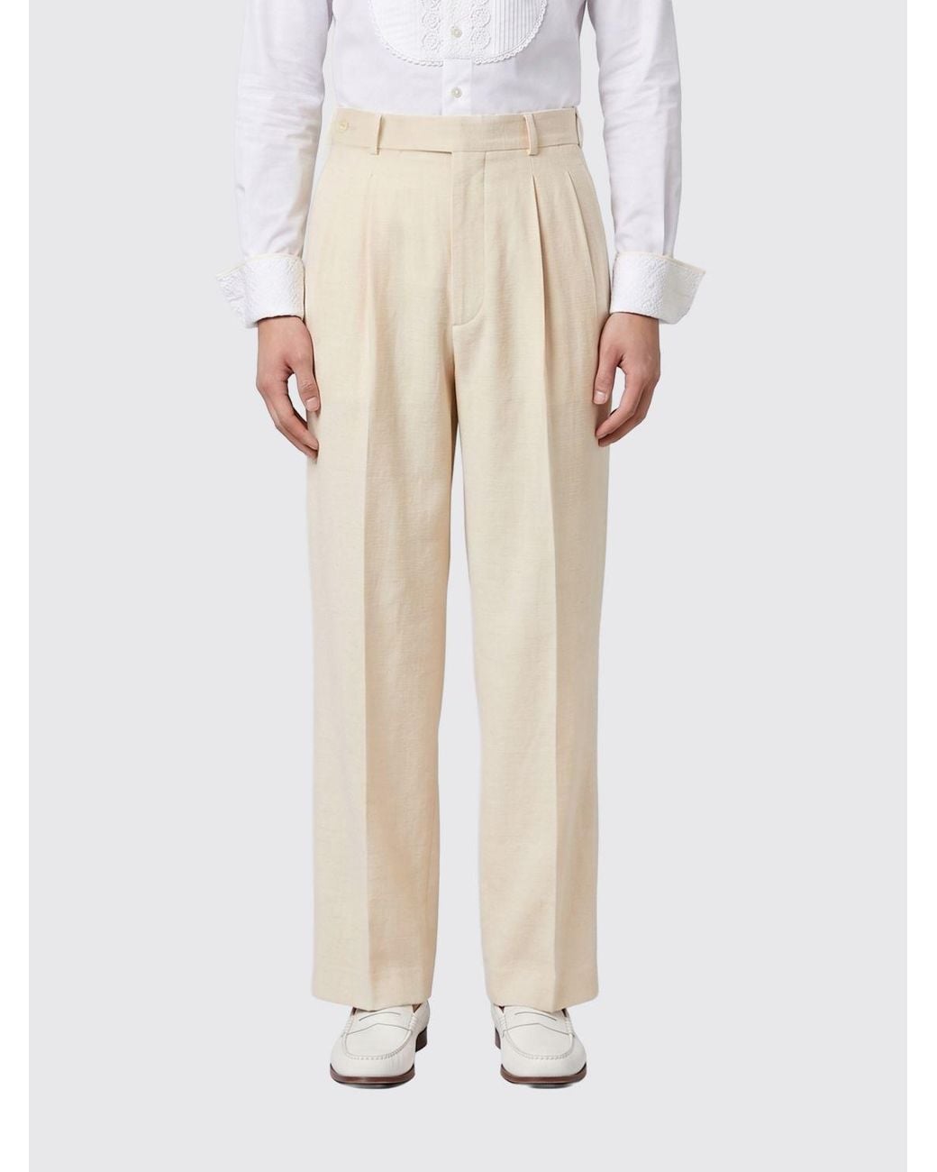 Bode Natural Slub Weave Wide-Leg Pants for men