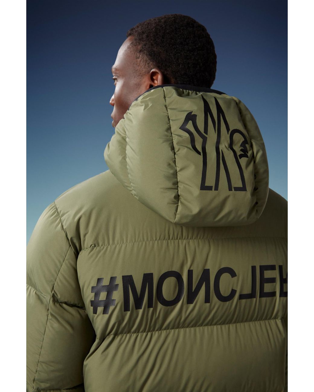 Moncler Green Grenoble Adret Logo Printed Padded Jacket for men
