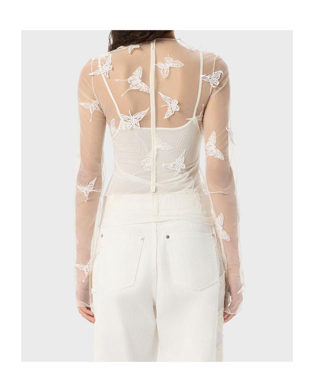 Blumarine White Embroidered-Inserts Blouse