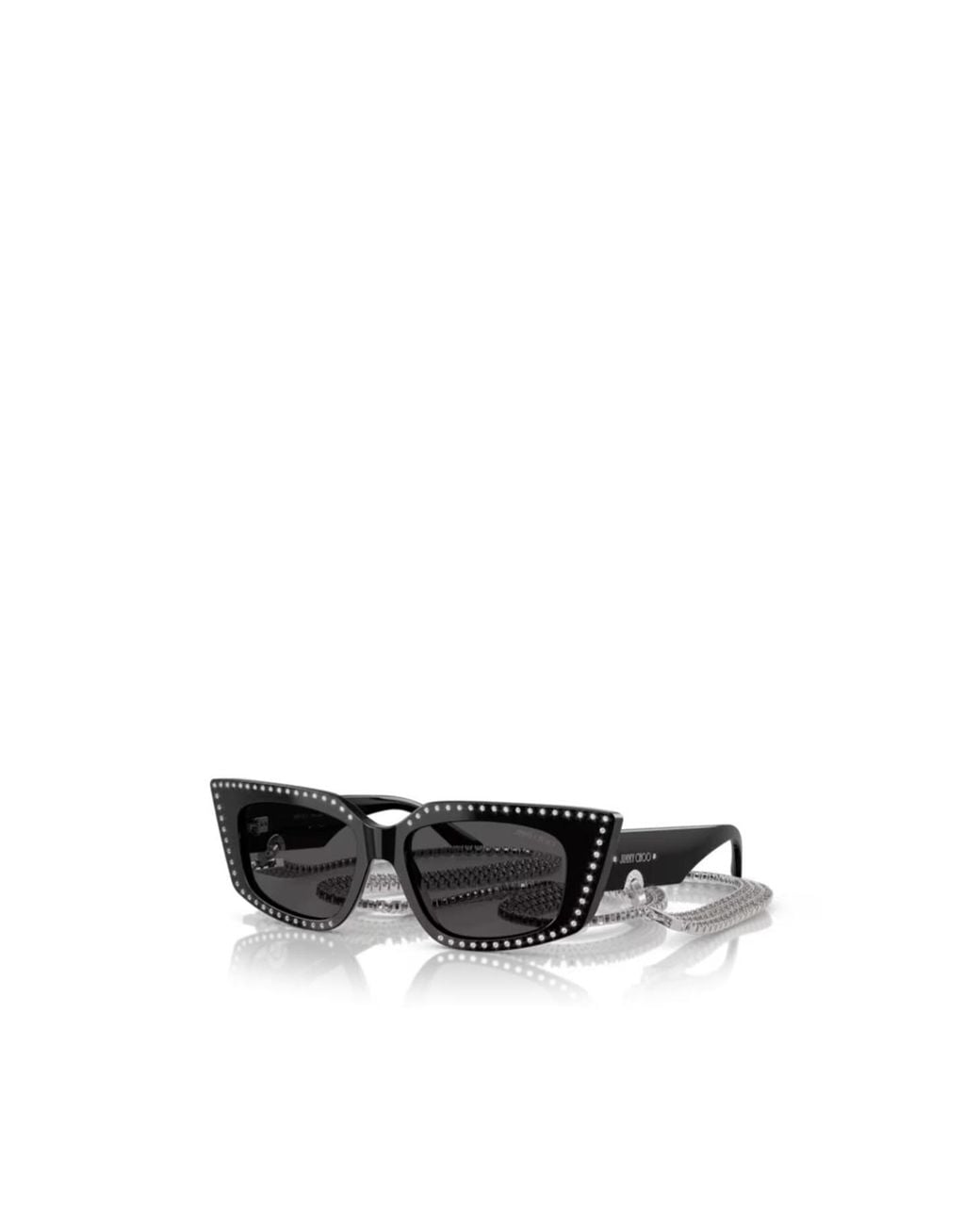 Jimmy Choo White Embellished Cat-Eye Sunglasses