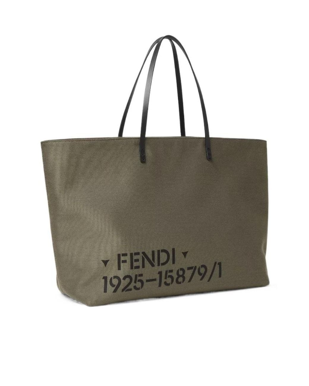 Fendi Green Roll Large Canvas Tote Bag for men
