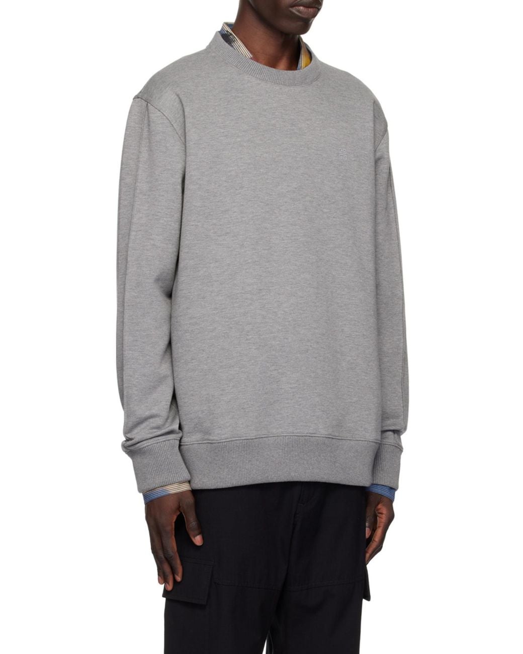 Givenchy Gray Logo Round-Neck Sweater for men