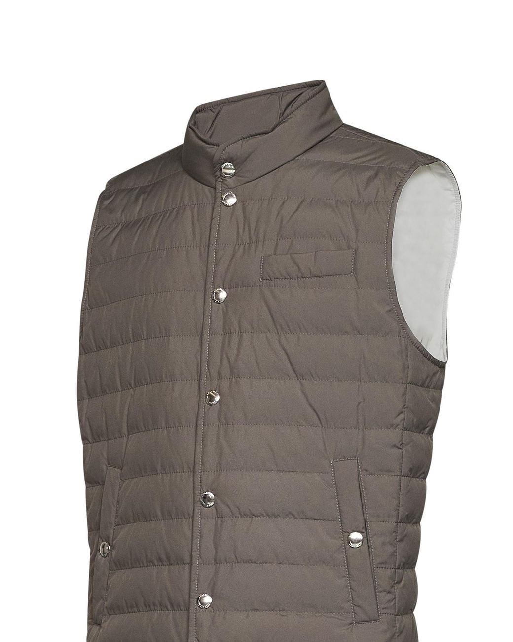 Brunello Cucinelli Gray Lightweight Techno Fabric Down Vest for men