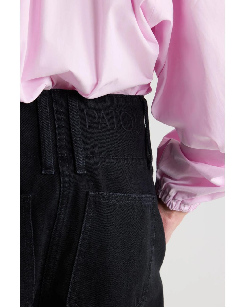 Patou Black Wide Waistband Denim Jeans