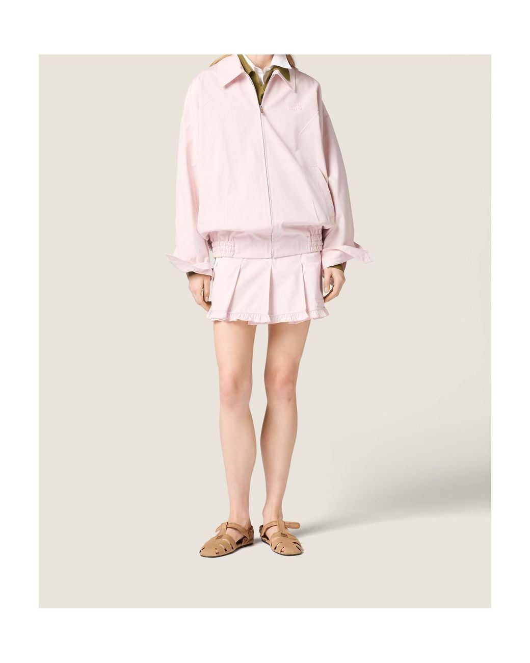 Miu Miu Pink Poplin Blouson Jacket
