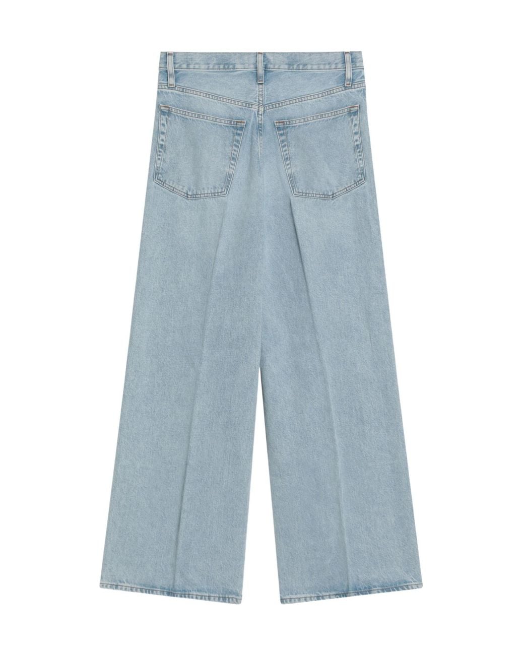 FRAME Blue High-Waisted Wide-Leg Casual Pants