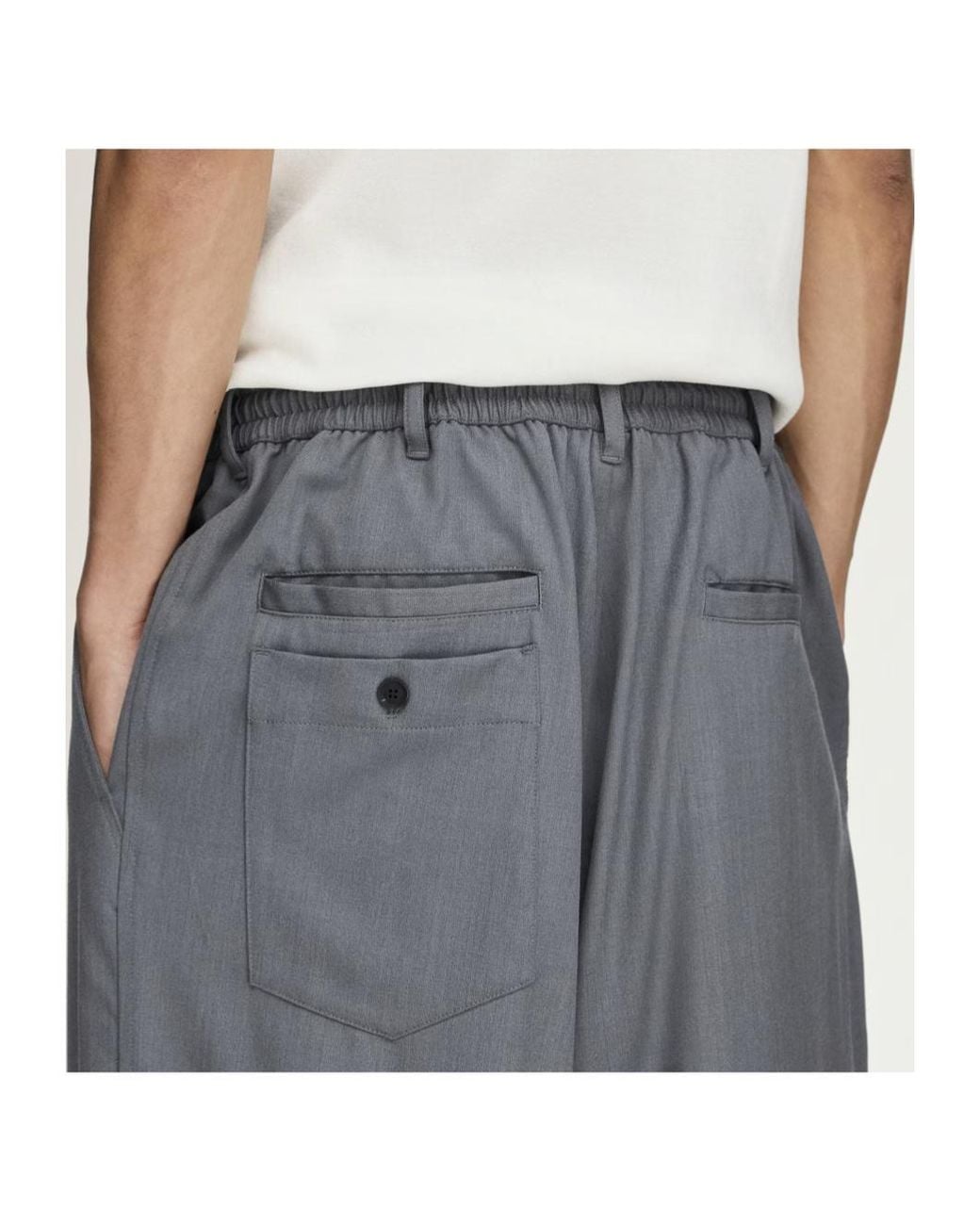 Y-3 Gray X Yohji Yamamoto Drawstring-Waist Trousers for men