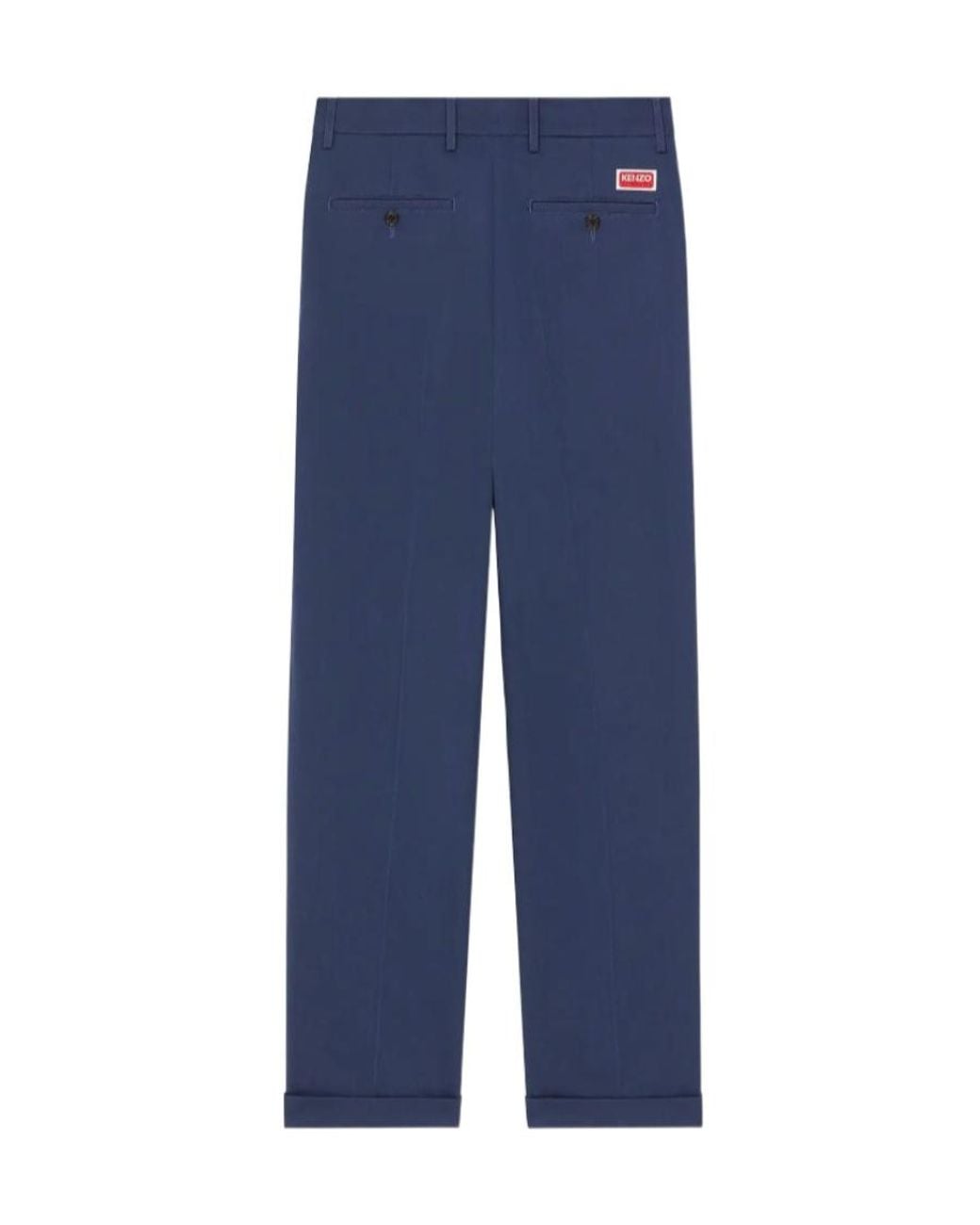 KENZO Blue Straight-Leg Turn-Up Cuff Trousers for men