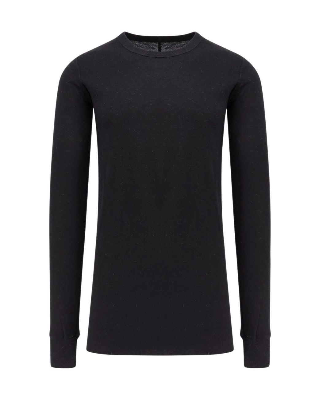 Rick Owens Black Fine-Knit Long-Sleeved T-Shirt for men