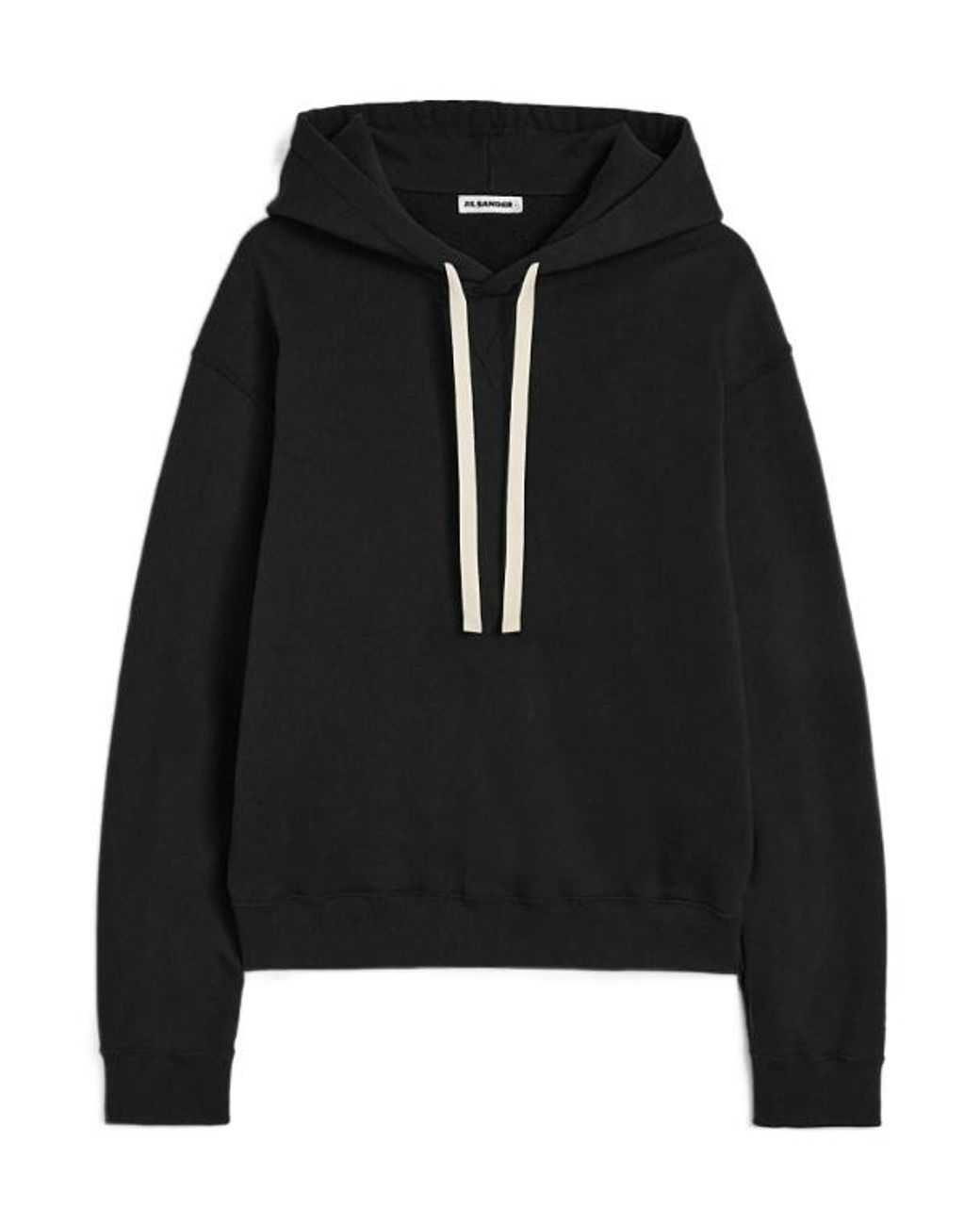 Jil Sander Black Cotton Terry Hooded Sweatshirt for men