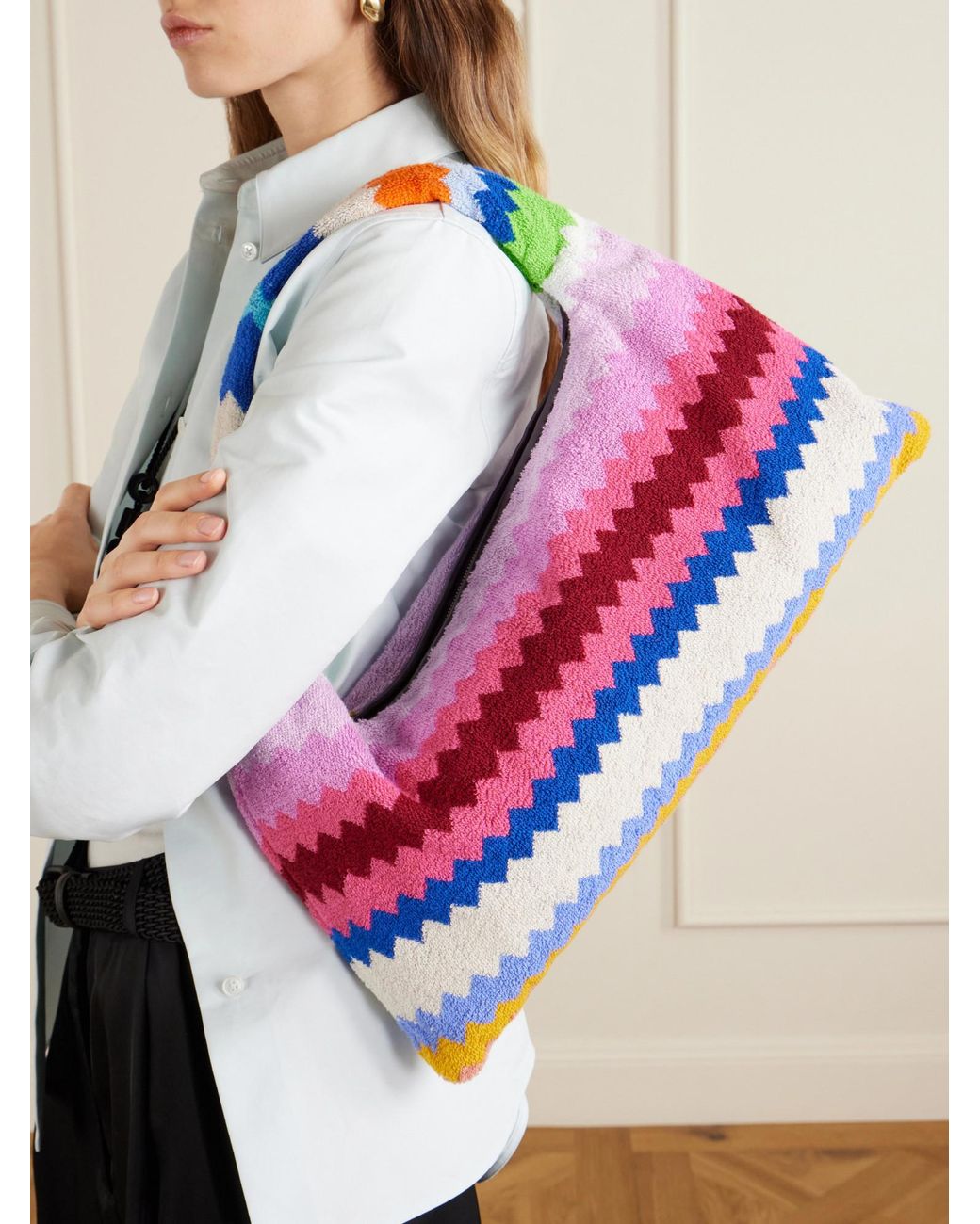 Missoni Red Striped Terry Shoulder Bag