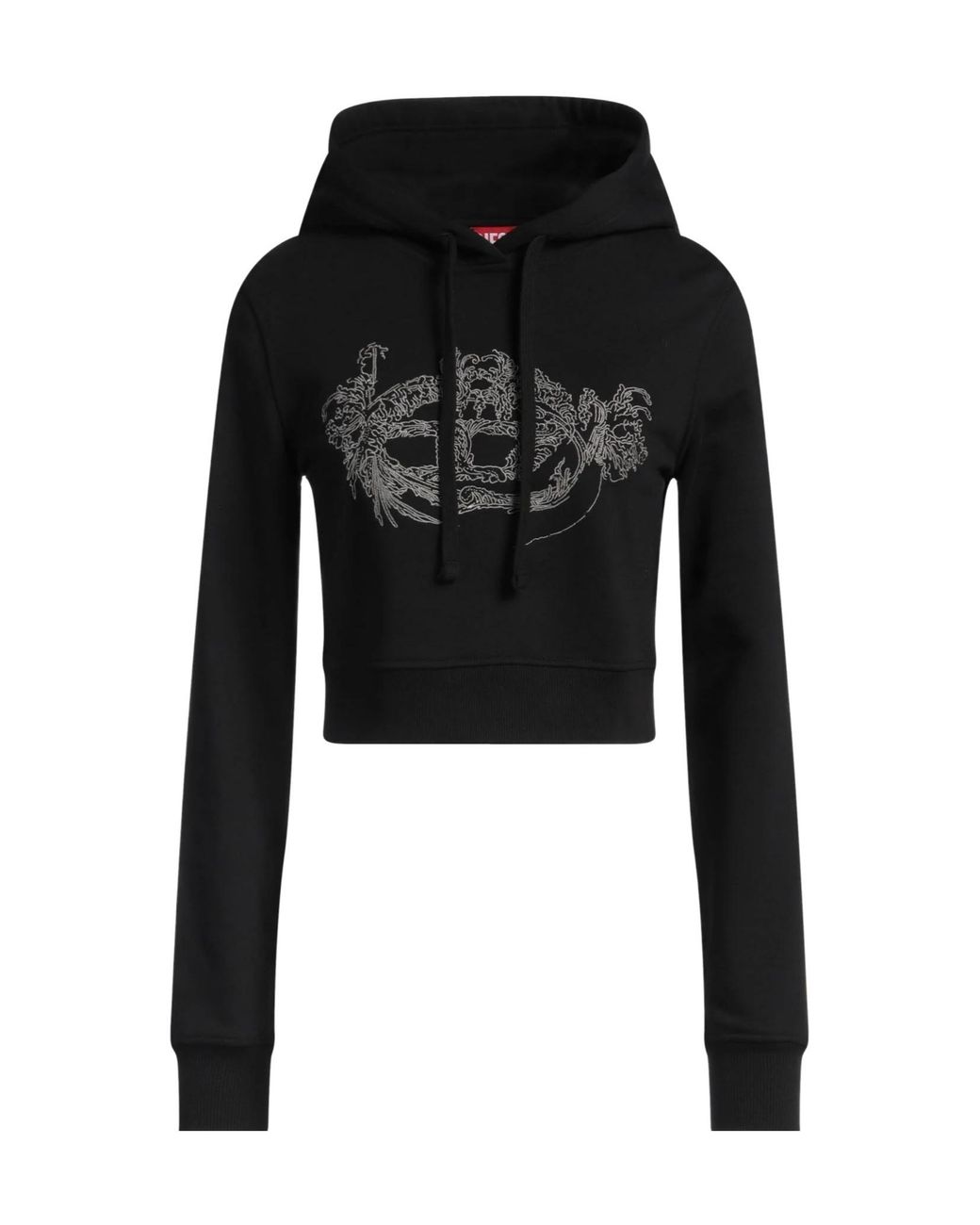 DIESEL Black Solid Color Hooded Sweatshirt