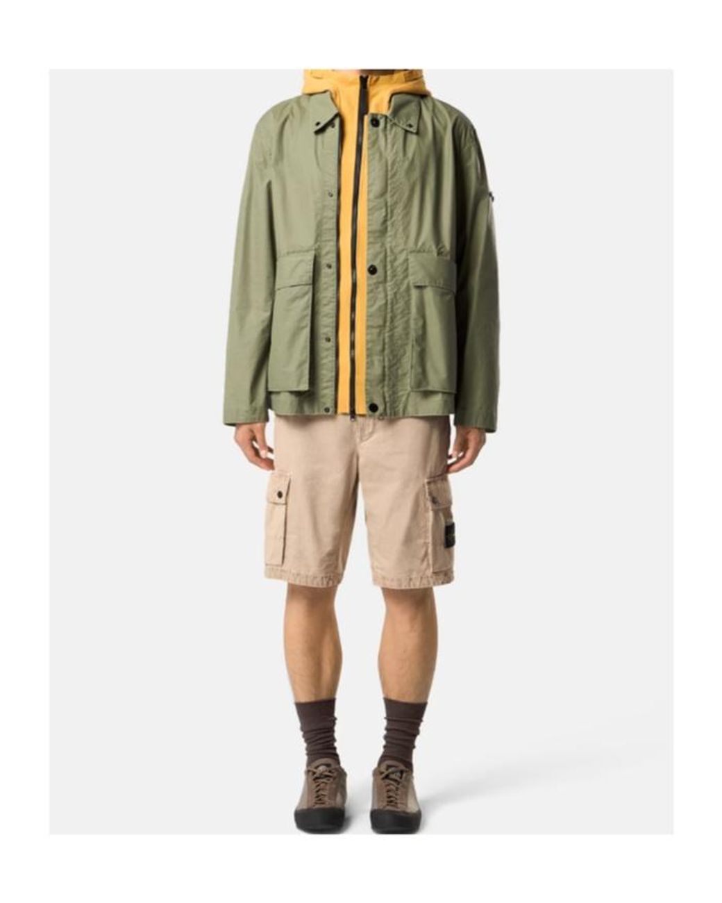 Stone Island Natural Logo-Patch Cargo Shorts for men