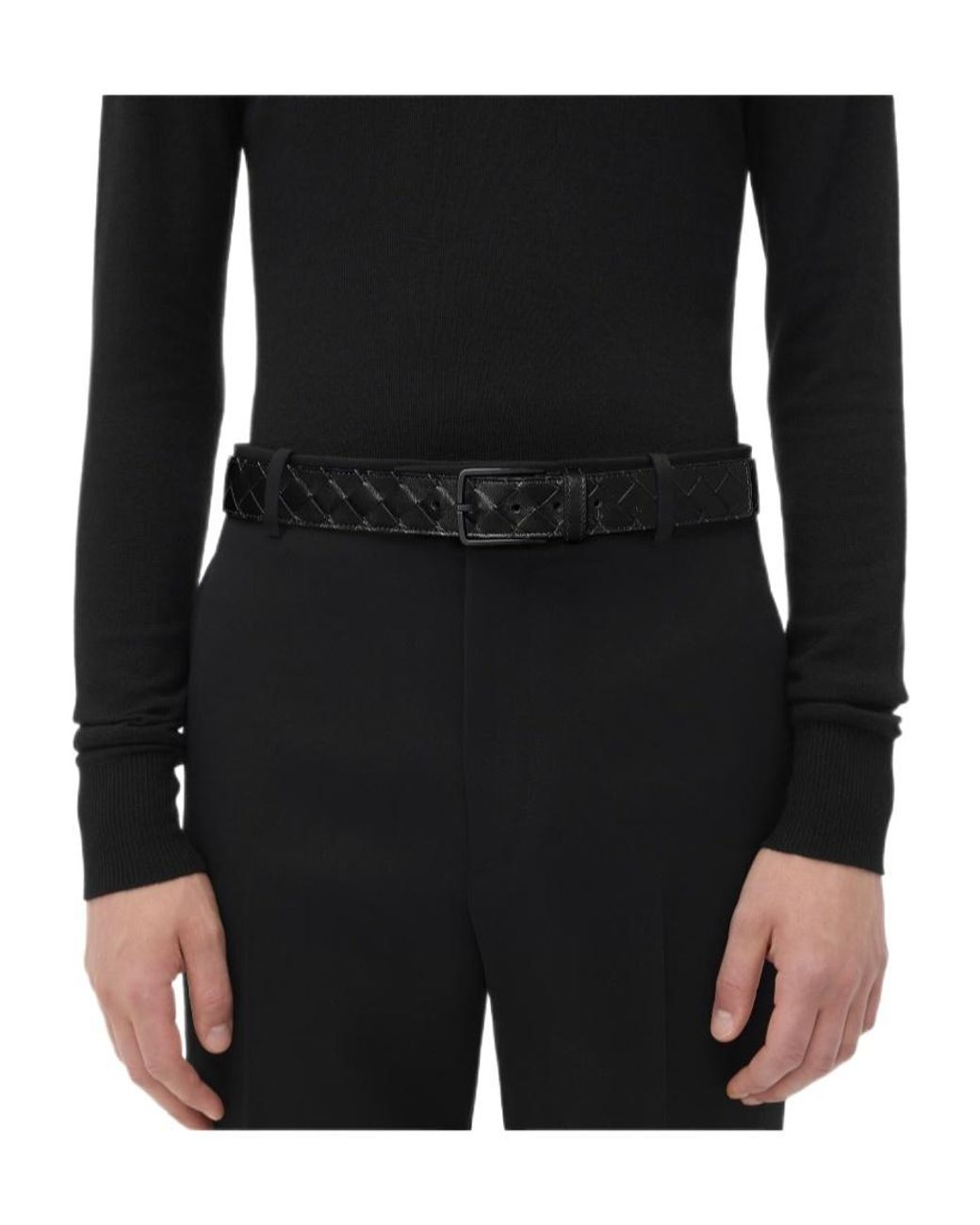 Bottega Veneta Black Woven Buckled Belt for men