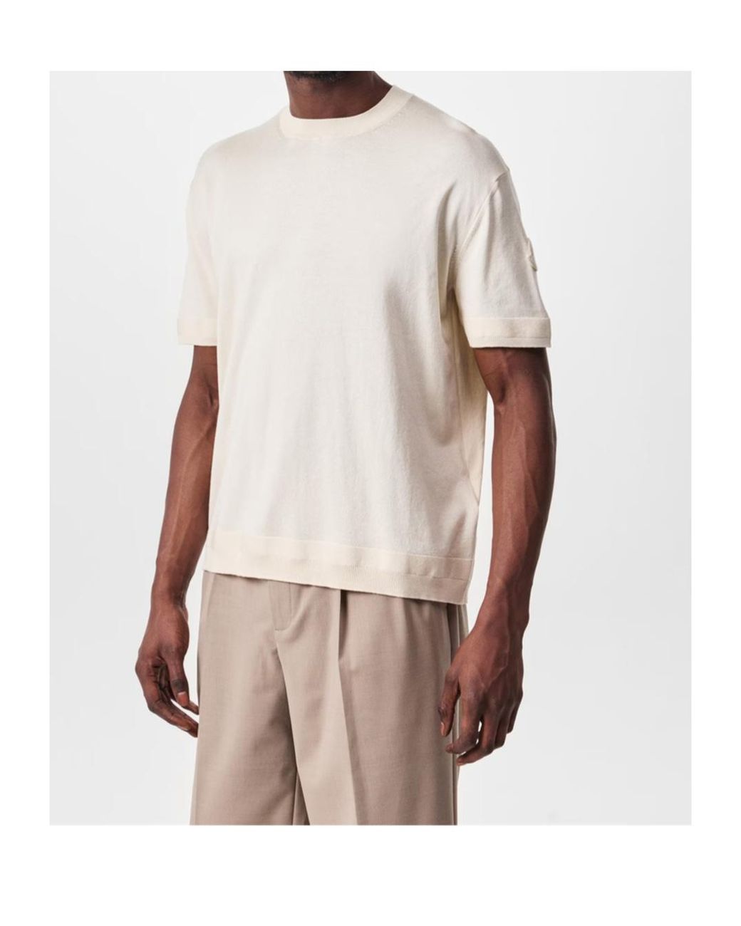 Moncler White Knit T-Shirt for men
