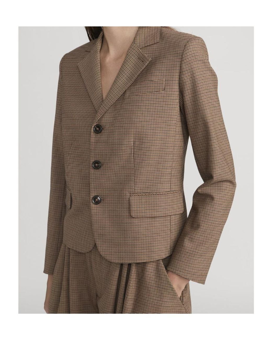 FRAME Brown The Plaid Smart Blazer