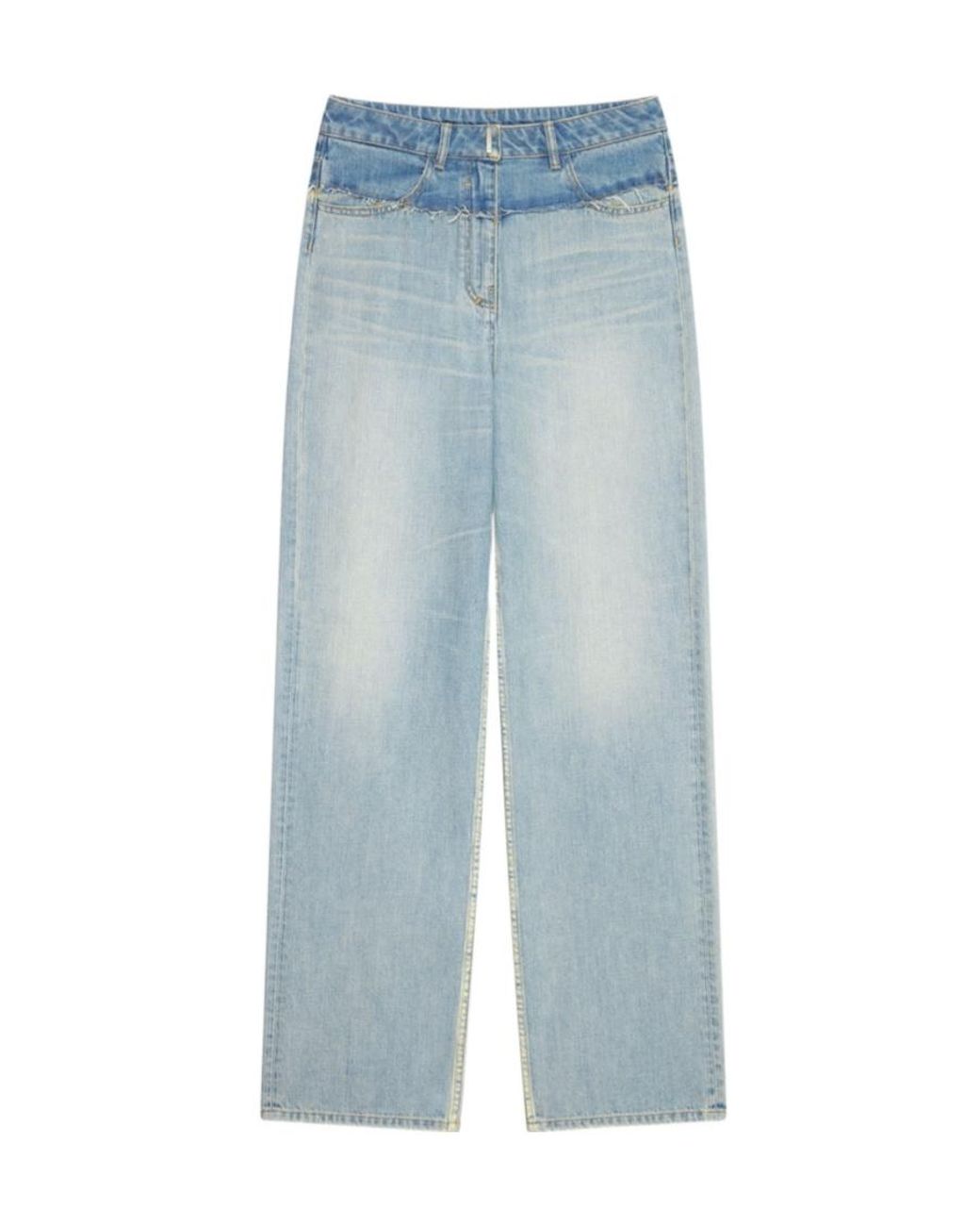 Givenchy Blue Frayed Edge Wide-Leg Jeans
