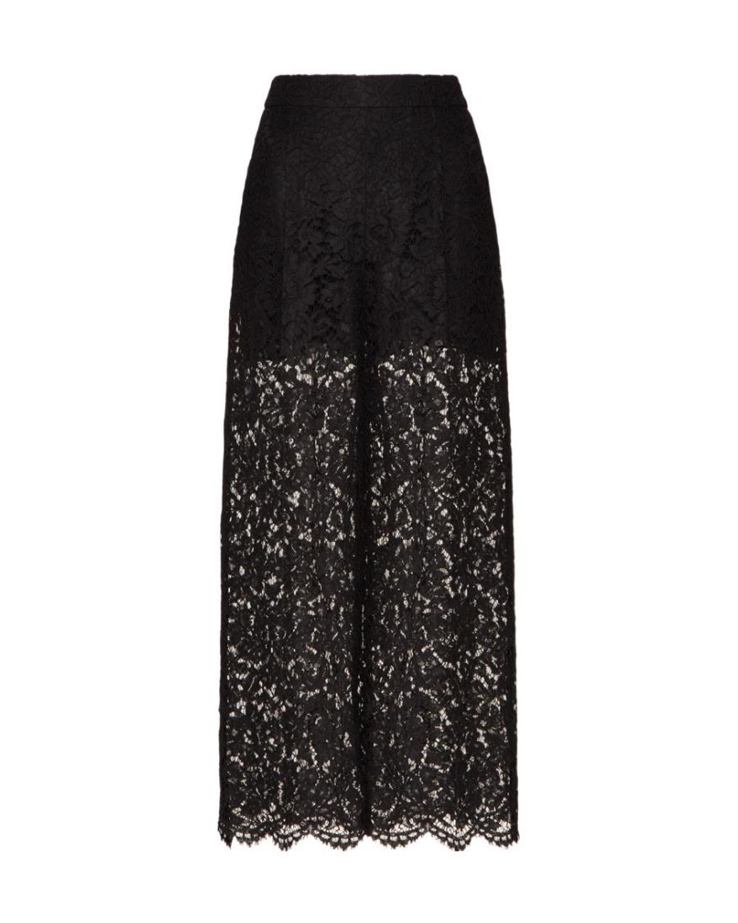 Valentino Black Floral Lace Cropped Trousers
