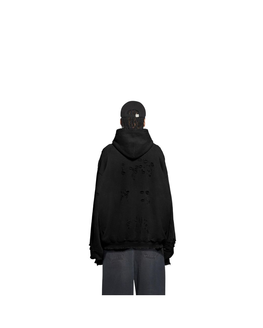 Balenciaga Black Caps Destroyed Hoodie for men
