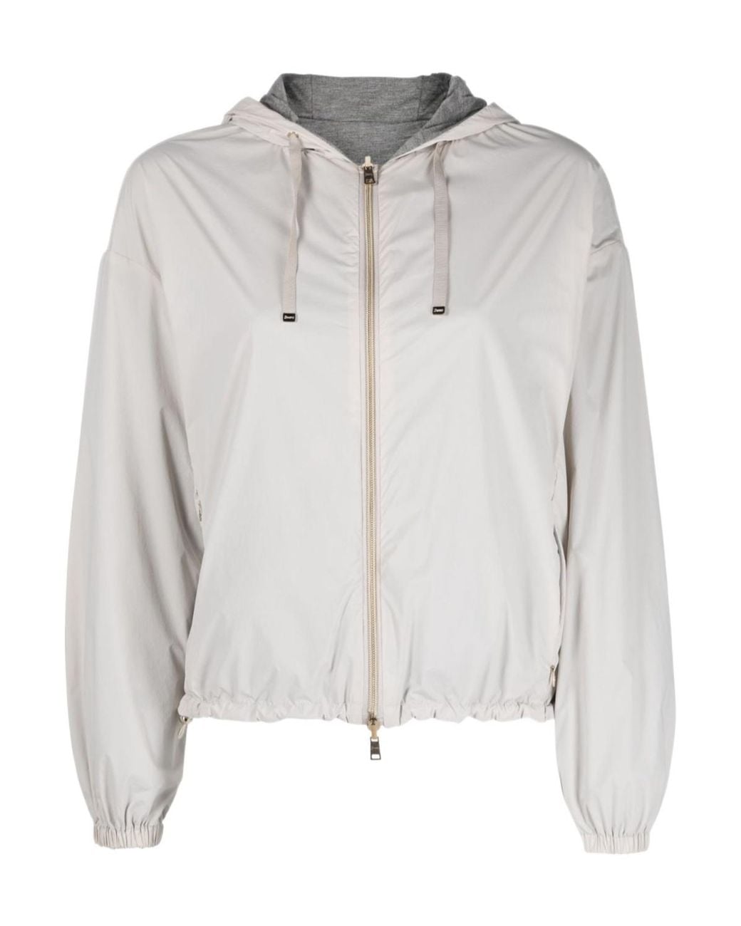 Herno Gray Chiara Cropped Hooded Jacket