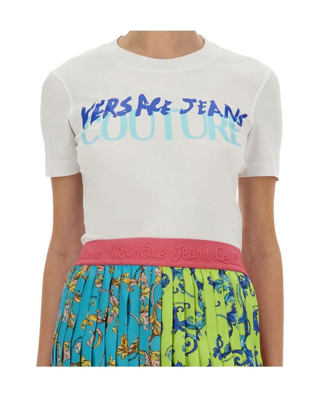 Versace Jeans Blue Couture Logo Printed Crewneck T-Shirt for men