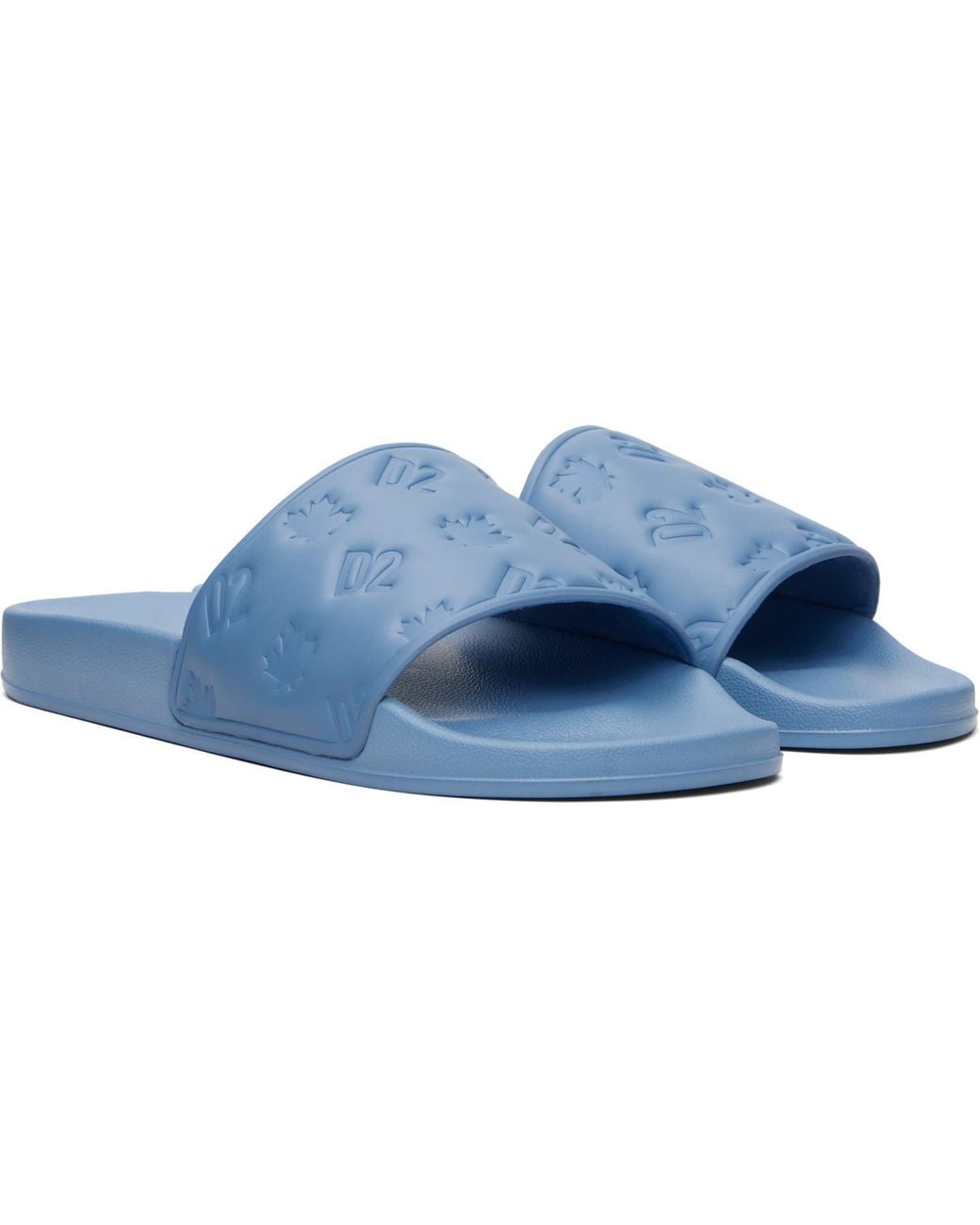 DSquared² Blue Logo-Embossed Open-Toe Slippers for men