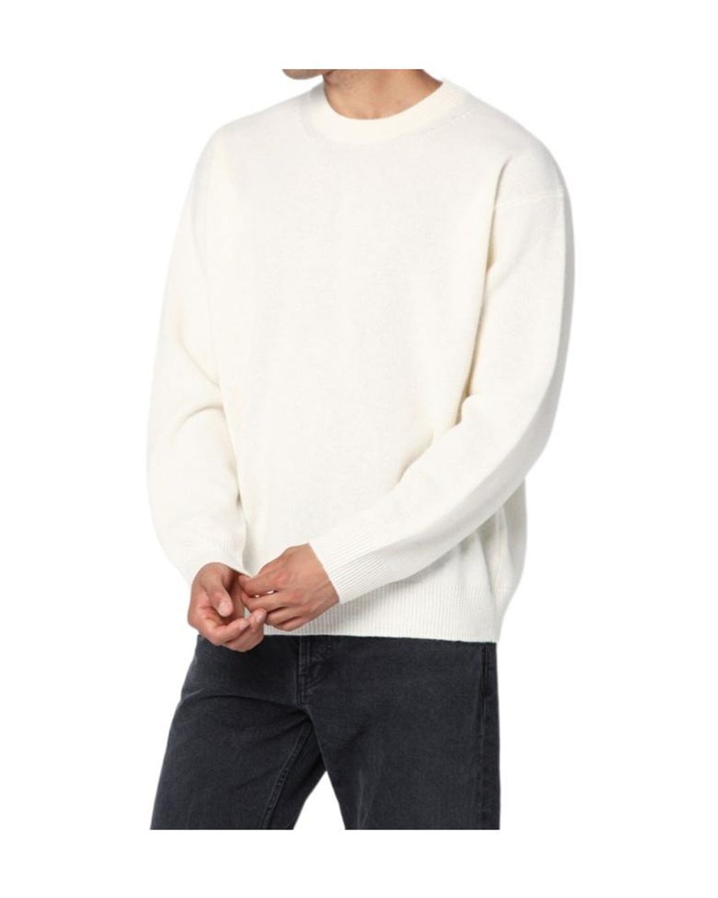 Roberto Collina White Crew Neck Knitted Sweater for men