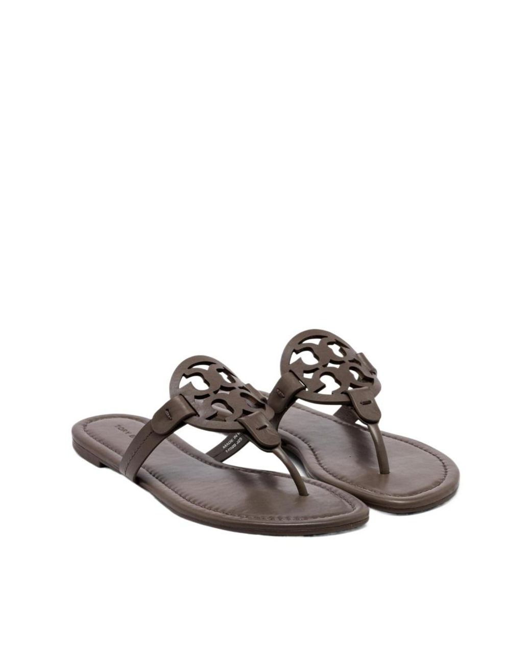Tory Burch Brown Miller Logo Flat Sandals