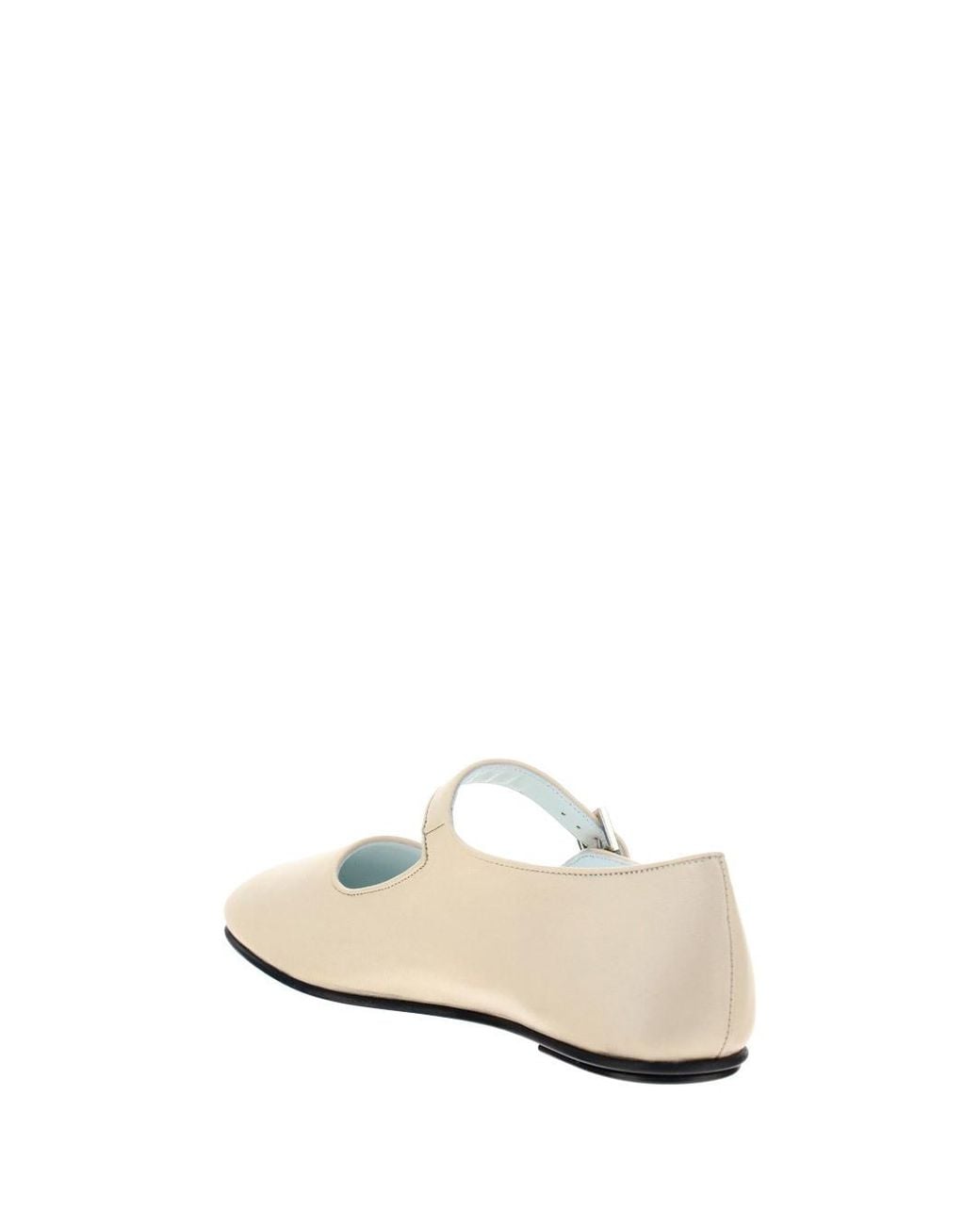 The Row White Ava Leather Ballerina Shoes