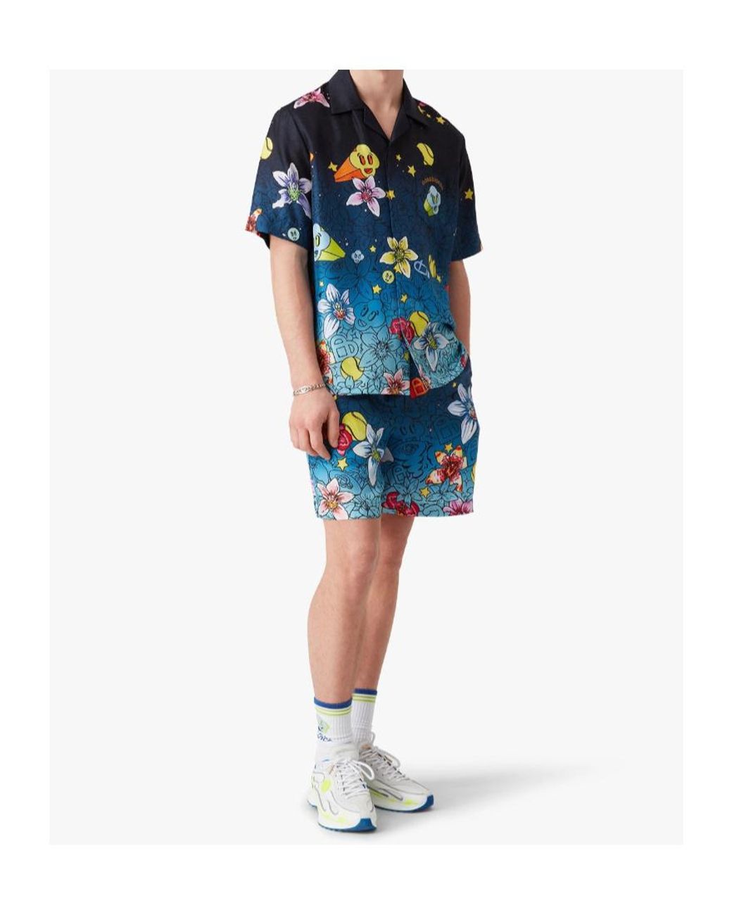 Casablanca Blue Graphic Printed Drawstring Shorts for men