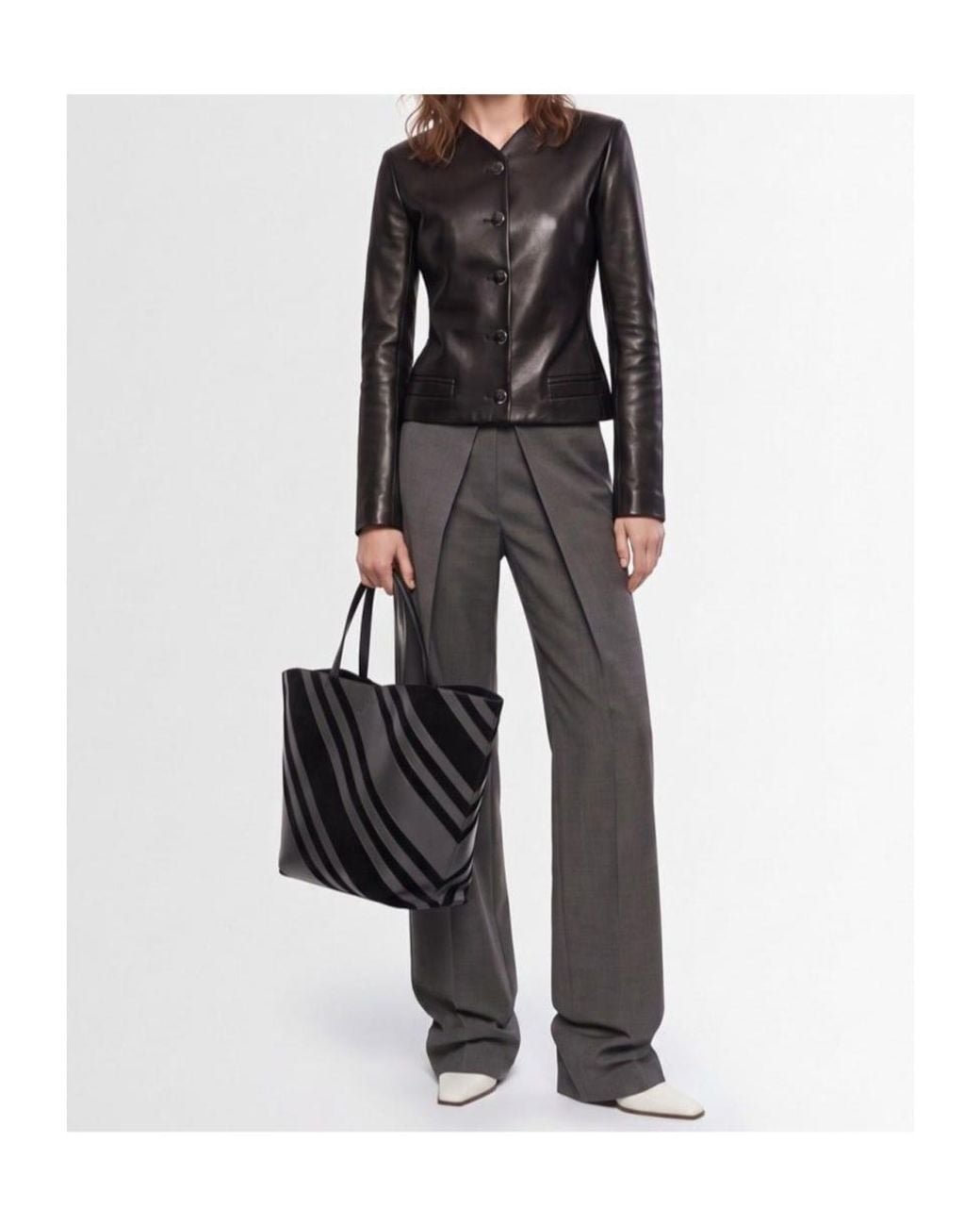 GIUSEPPE DI MORABITO Gray Pleated-Front Wide-Leg Casual Trousers
