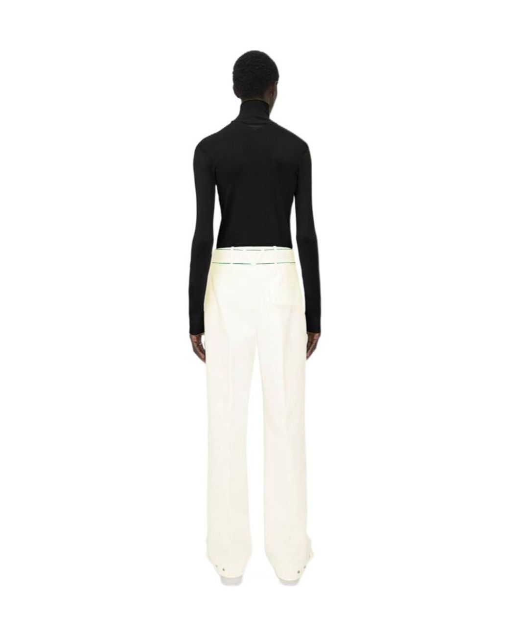 Bottega Veneta White Twill Straight Pants for men