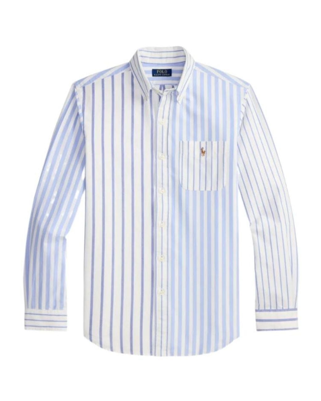 Polo Ralph Lauren Blue Patchwork Stripe Oxford Shirt for men