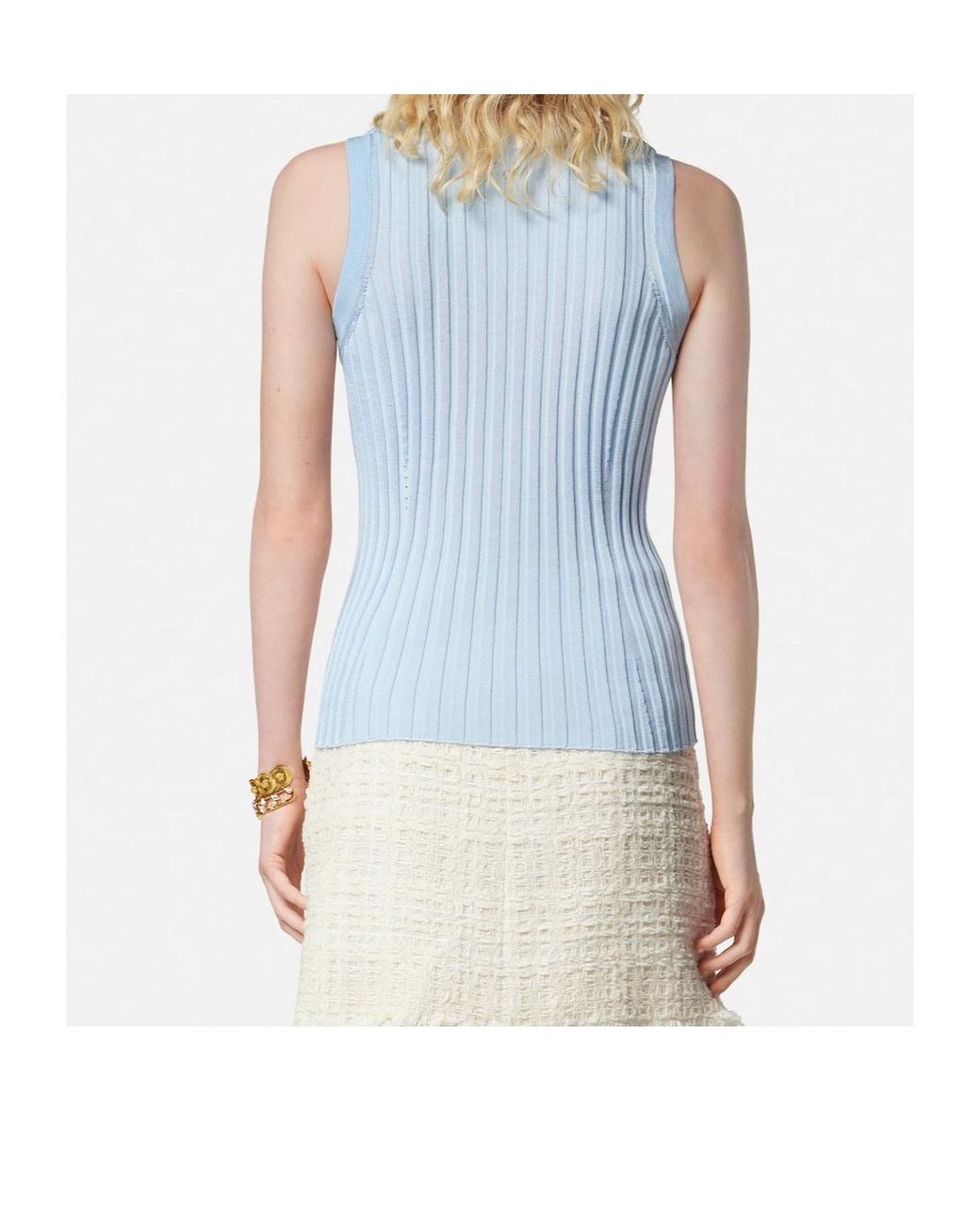Versace Blue Knitted Tank Top