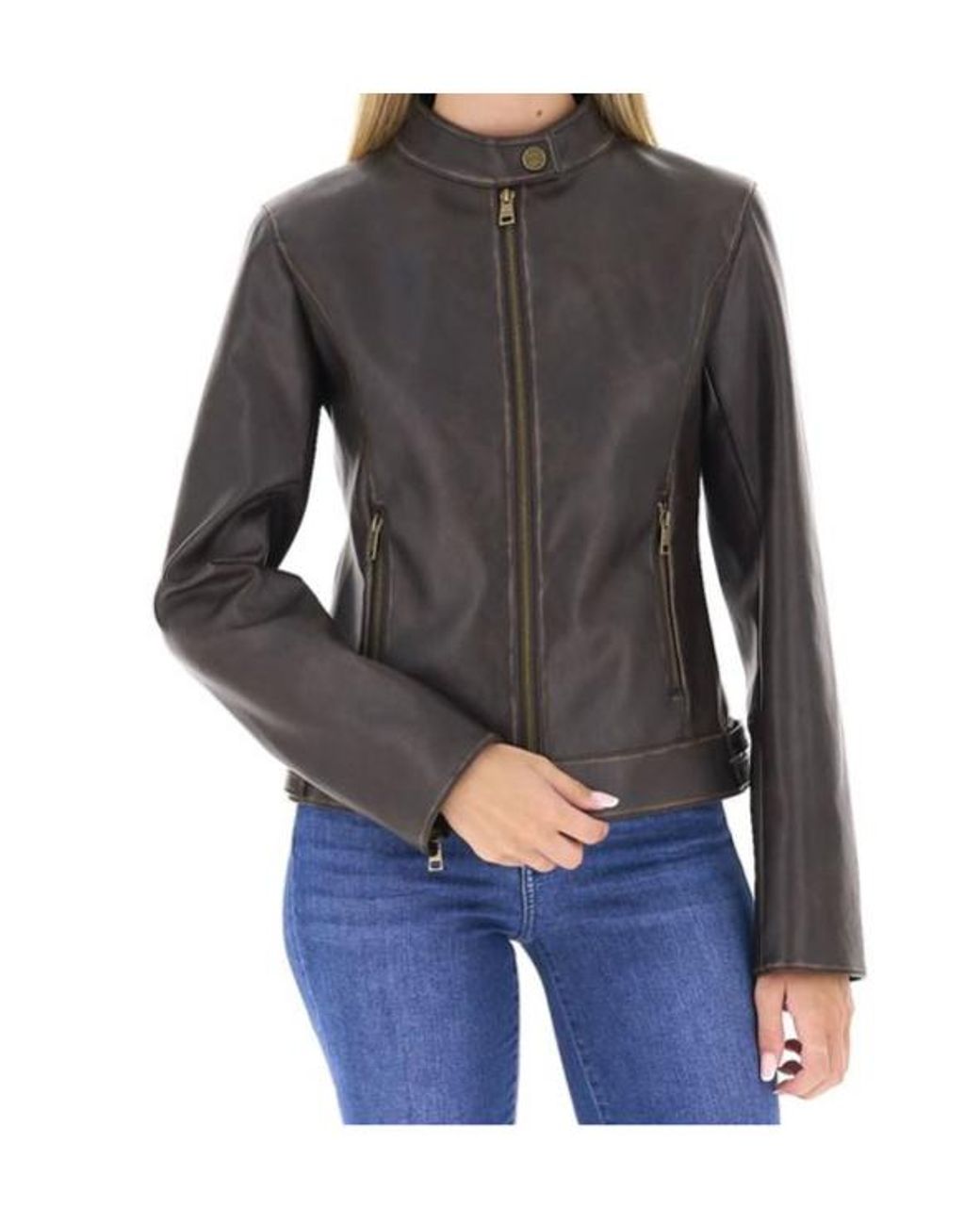 Liu Jo Black High-Neck Slim-Fit Motorcycle Jacket