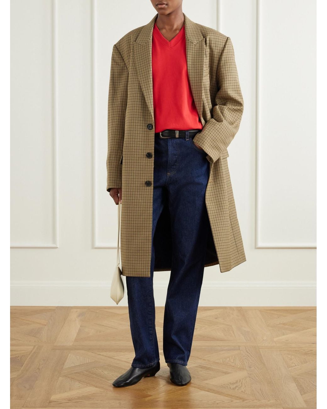 Tibi Natural Checked Twill Coat