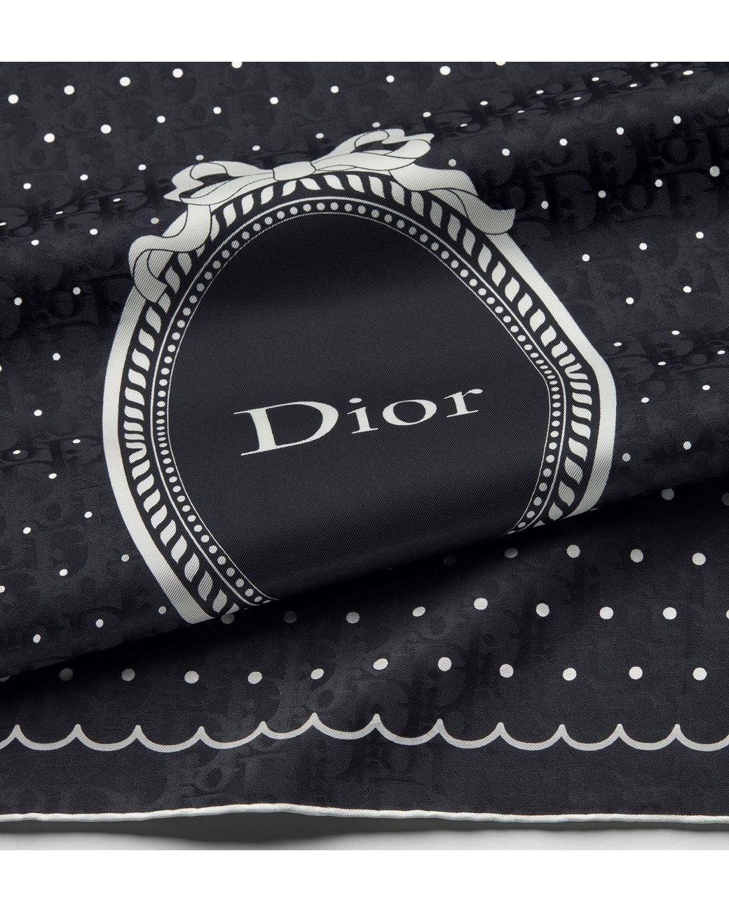 Dior Black Polka Oblique 70 Square Scarf