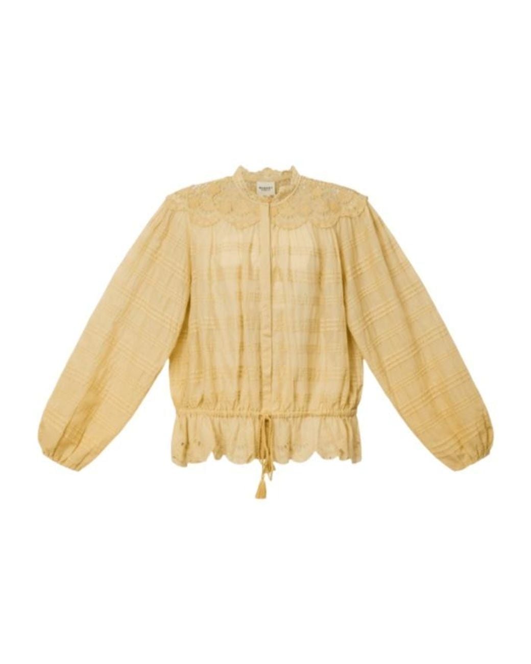 Isabel Marant Natural Polly Cotton And Floral Lace Blous