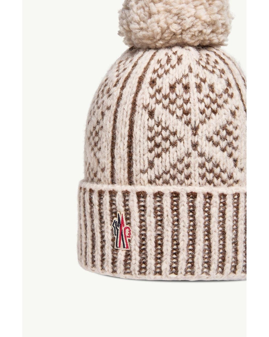 Moncler White Alpaca Wool Blend Beanie With Pom Pom for men