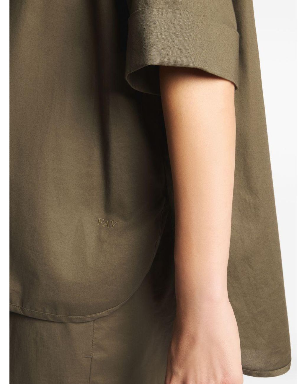 Fay Green Oversized Half-Sleeve Shirt Top